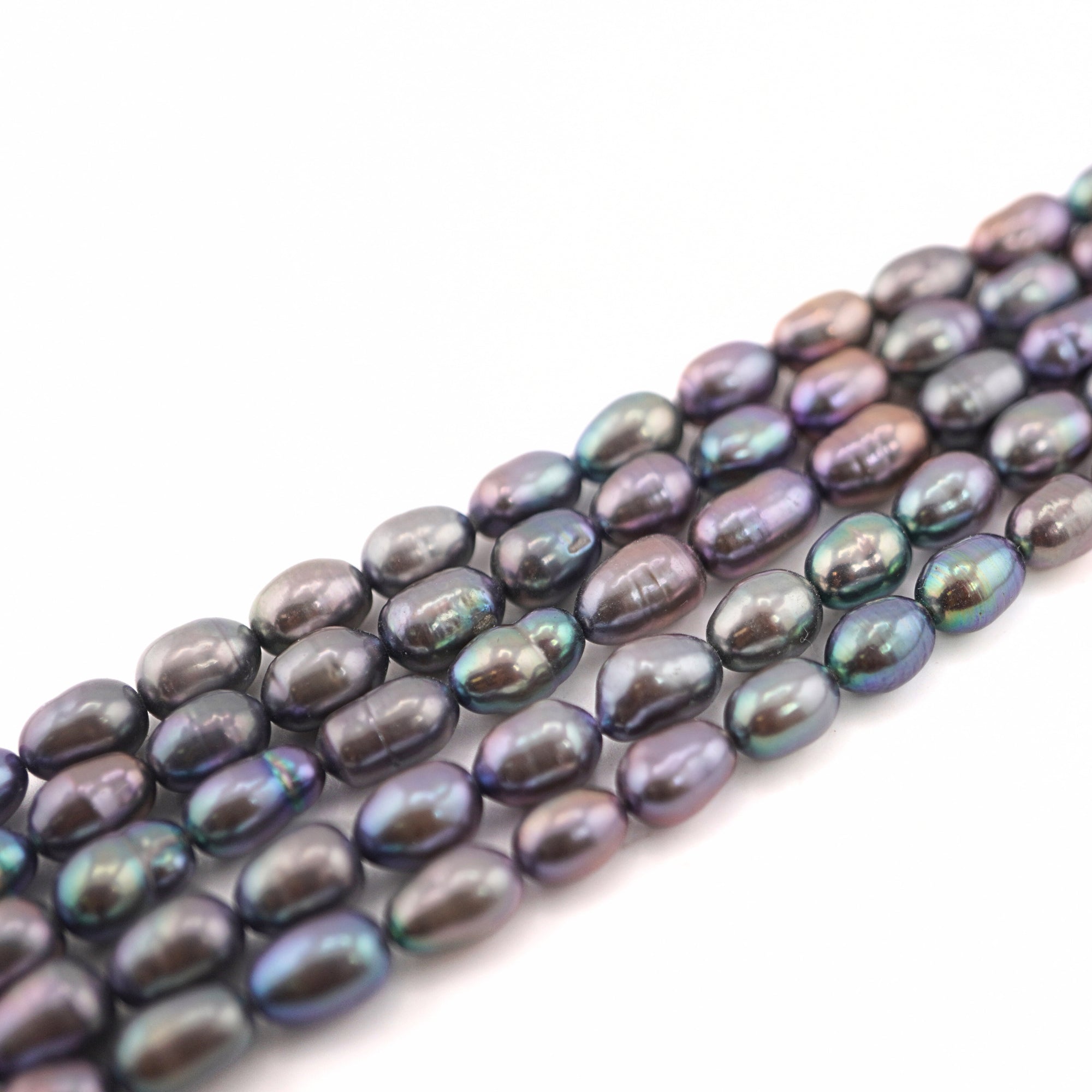 8 x 6 - 9 x 6 MM Peacock Oval Freshwater Pearls Beads