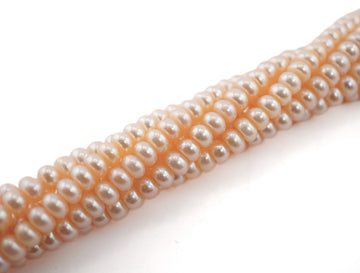 6 x 4 MM Peach Button Freshwater Pearls Beads