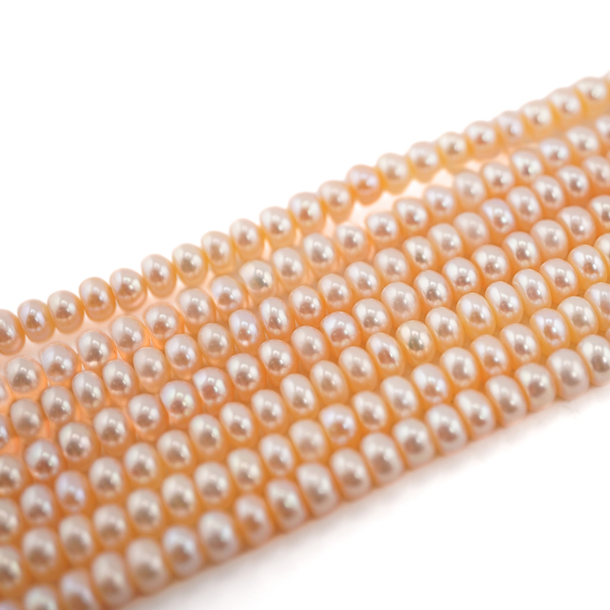 Peach Button Freshwater Pearls Beads