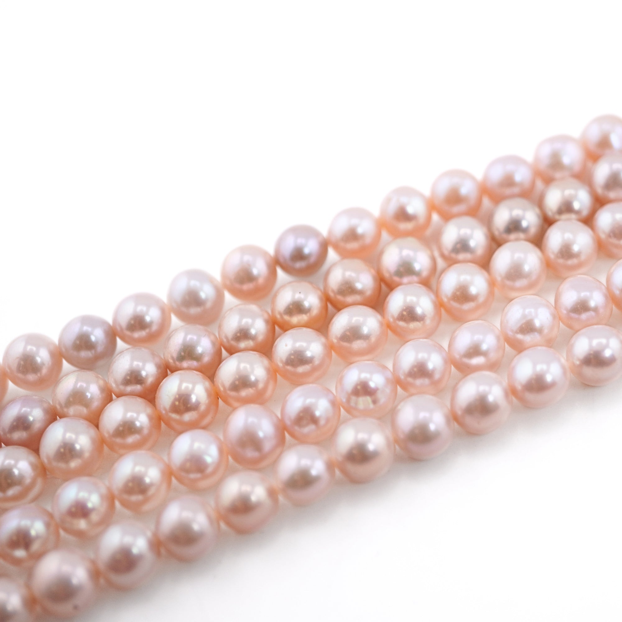 Peach Round Freshwater Pearls Beads