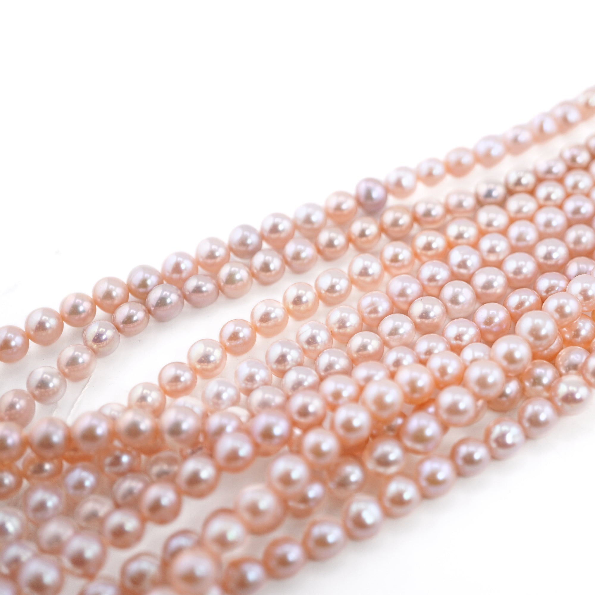 Peach Round Freshwater Pearls Beads