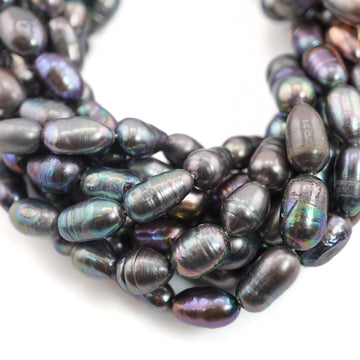 13 x 8 - 9 x 9 MM Peacock Oval Freshwater Pearls Beads