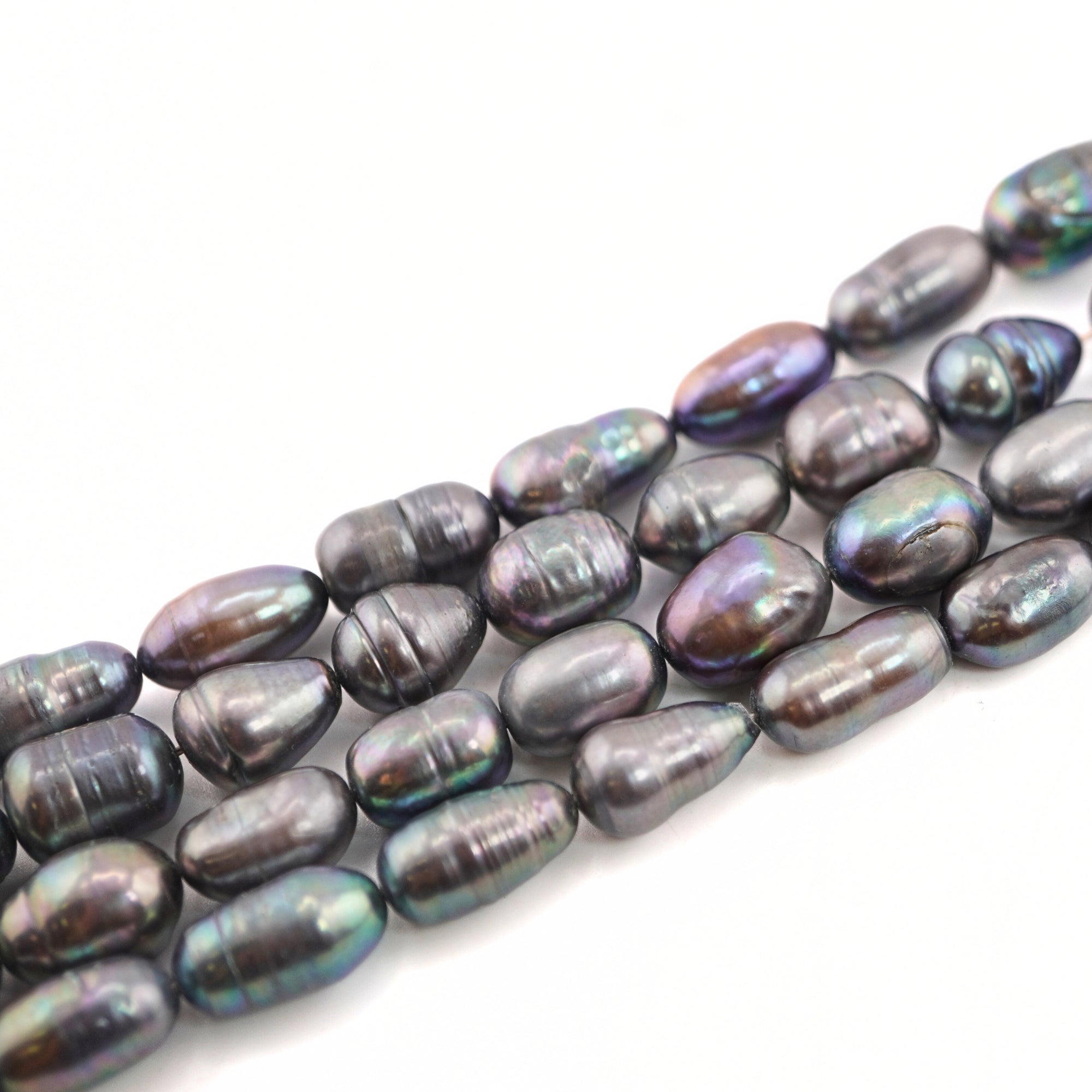 13 x 8 - 9 x 9 MM Peacock Oval Freshwater Pearls Beads