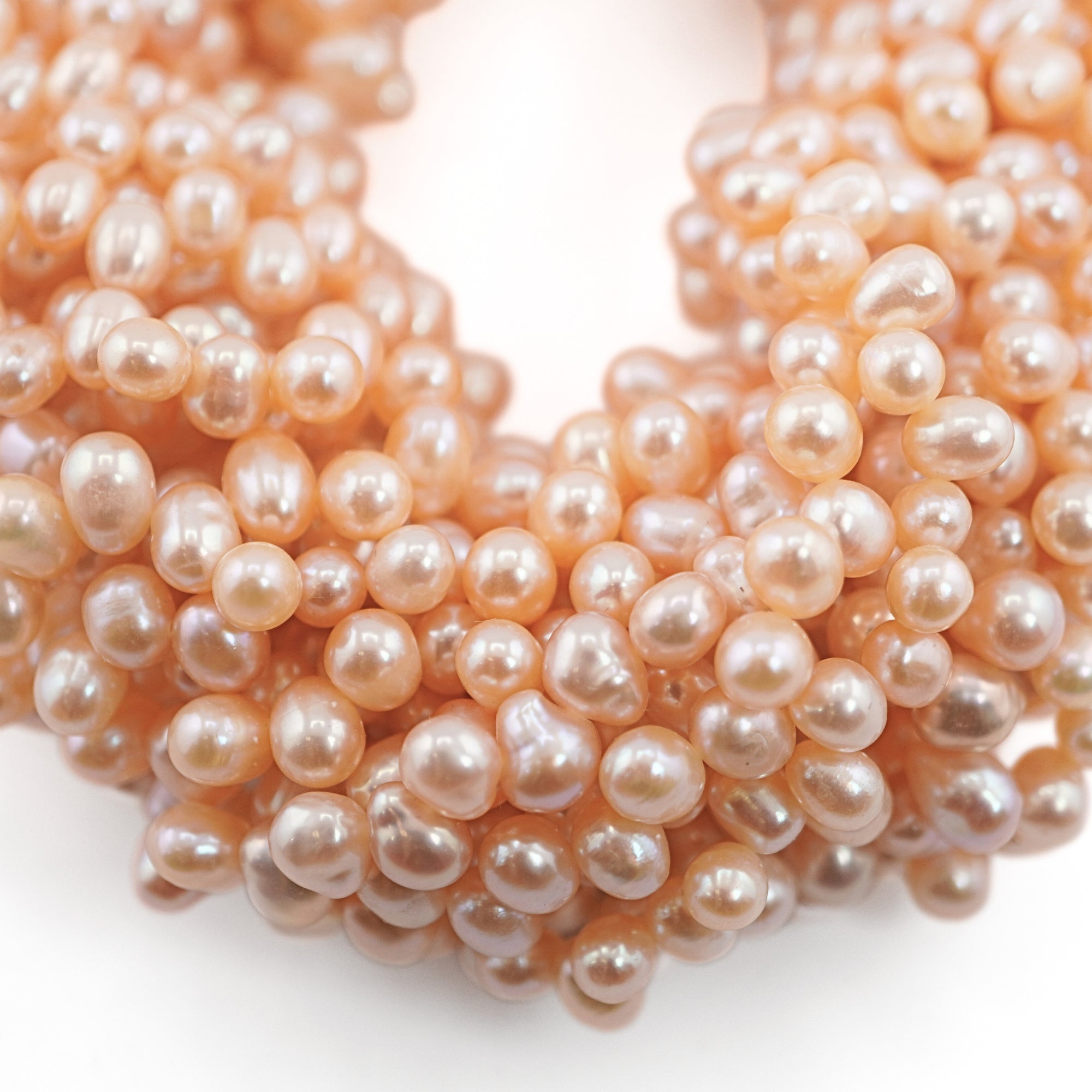 Peach Oval Freshwater Pearls Beads