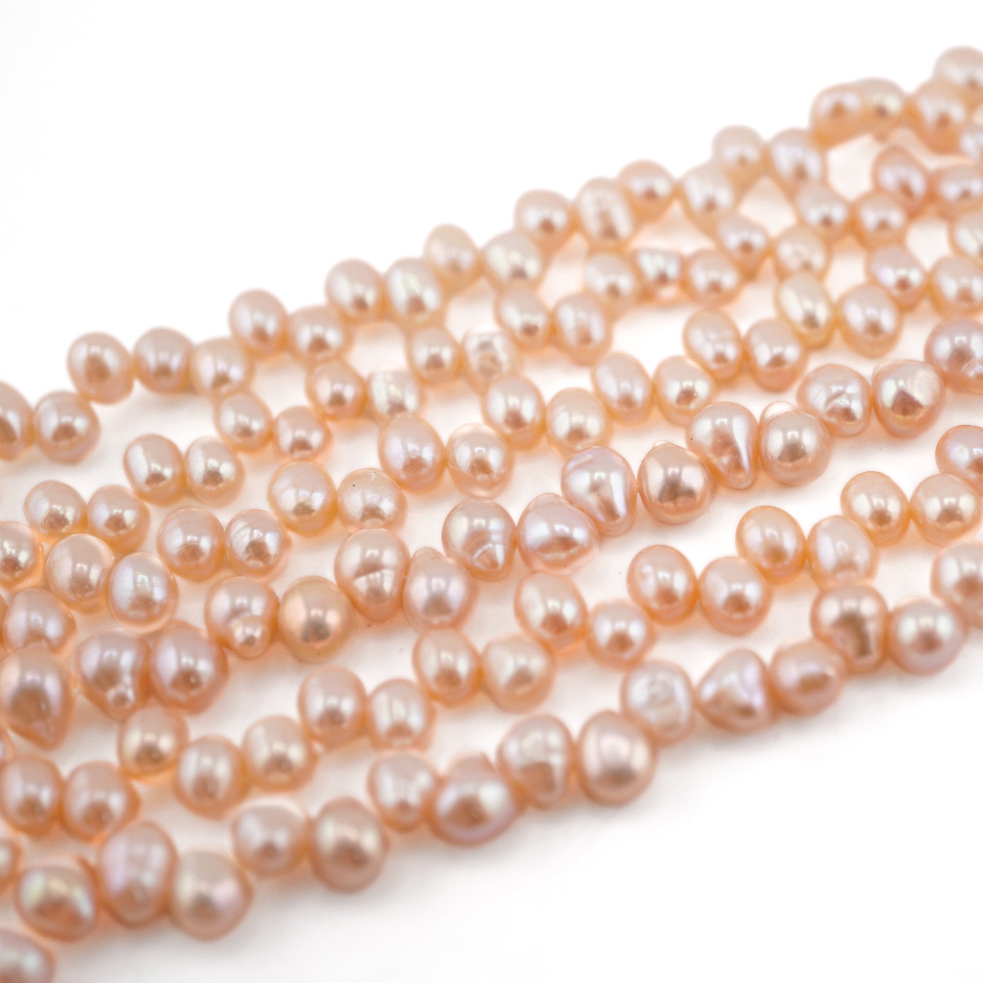 Peach Oval Freshwater Pearls Beads