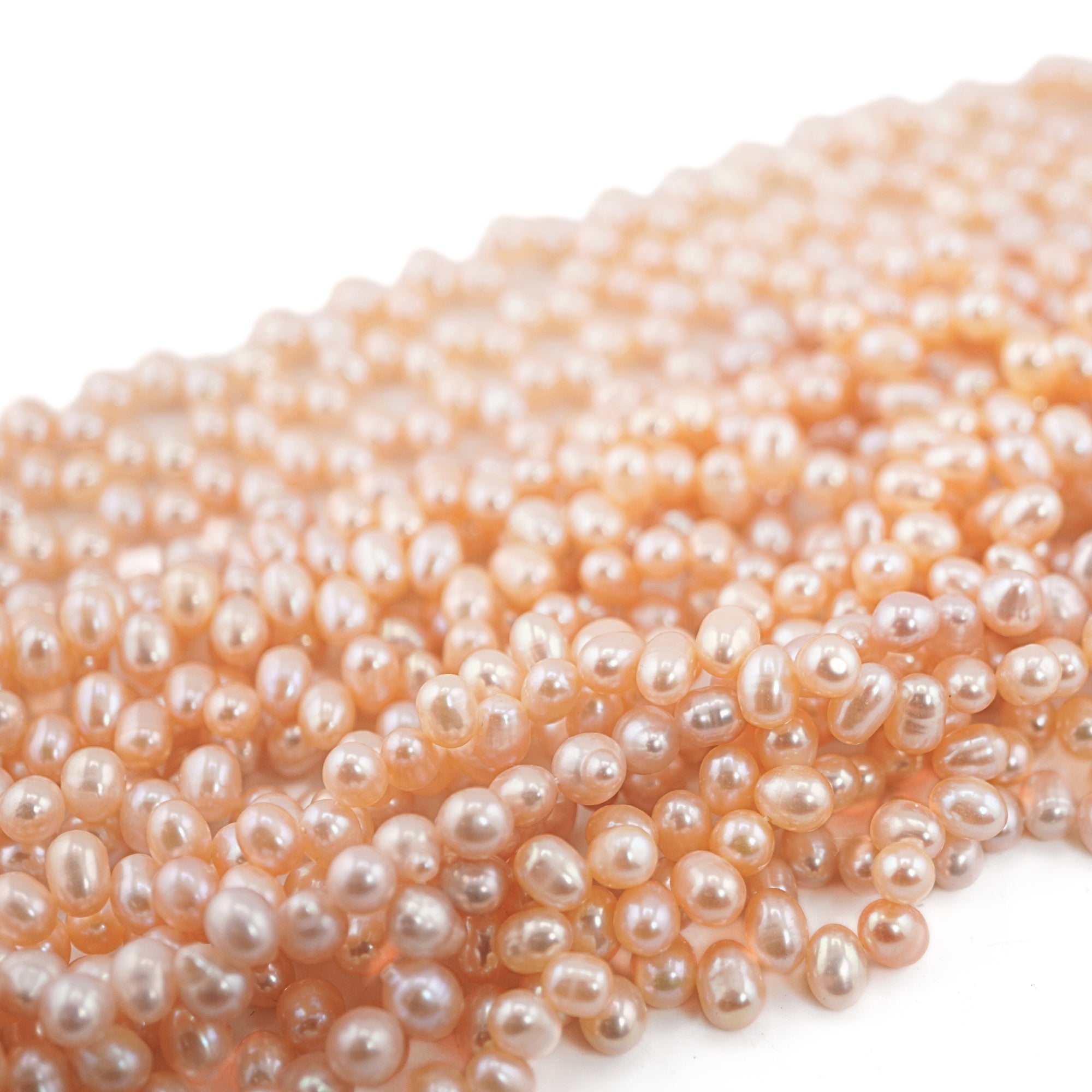 Peach Oval Freshwater Pearls Beads