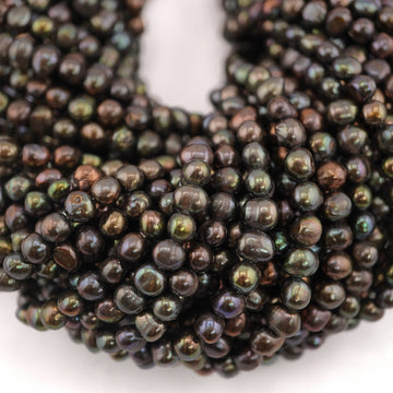 6 x 4 - 5 MM Peacock Baroque Freshwater Pearls Beads