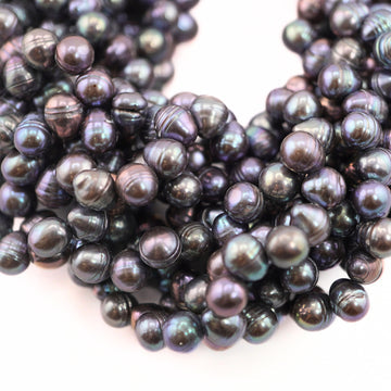 7 x 6 - 6 MM Peacock Oval Freshwater Pearls Beads