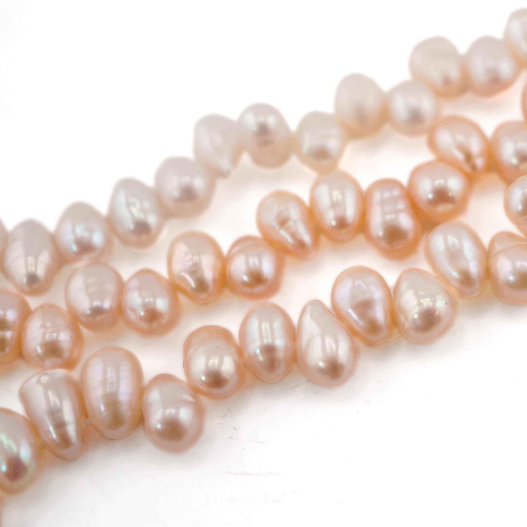 Peach Oval Freshwater Pearls Beads