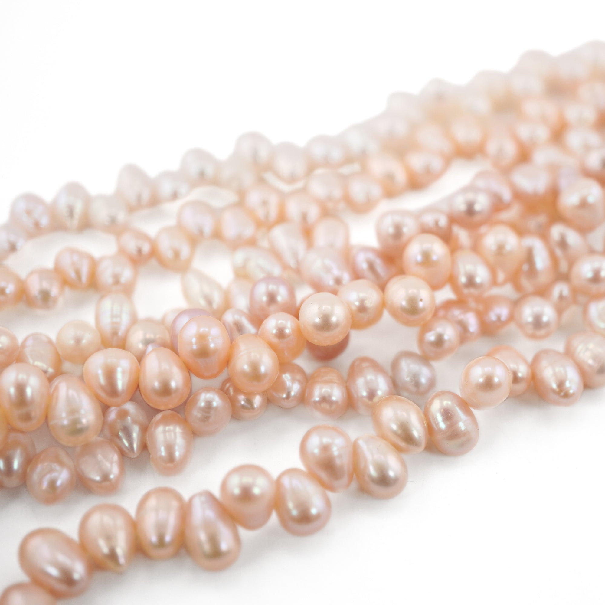 Peach Oval Freshwater Pearls Beads