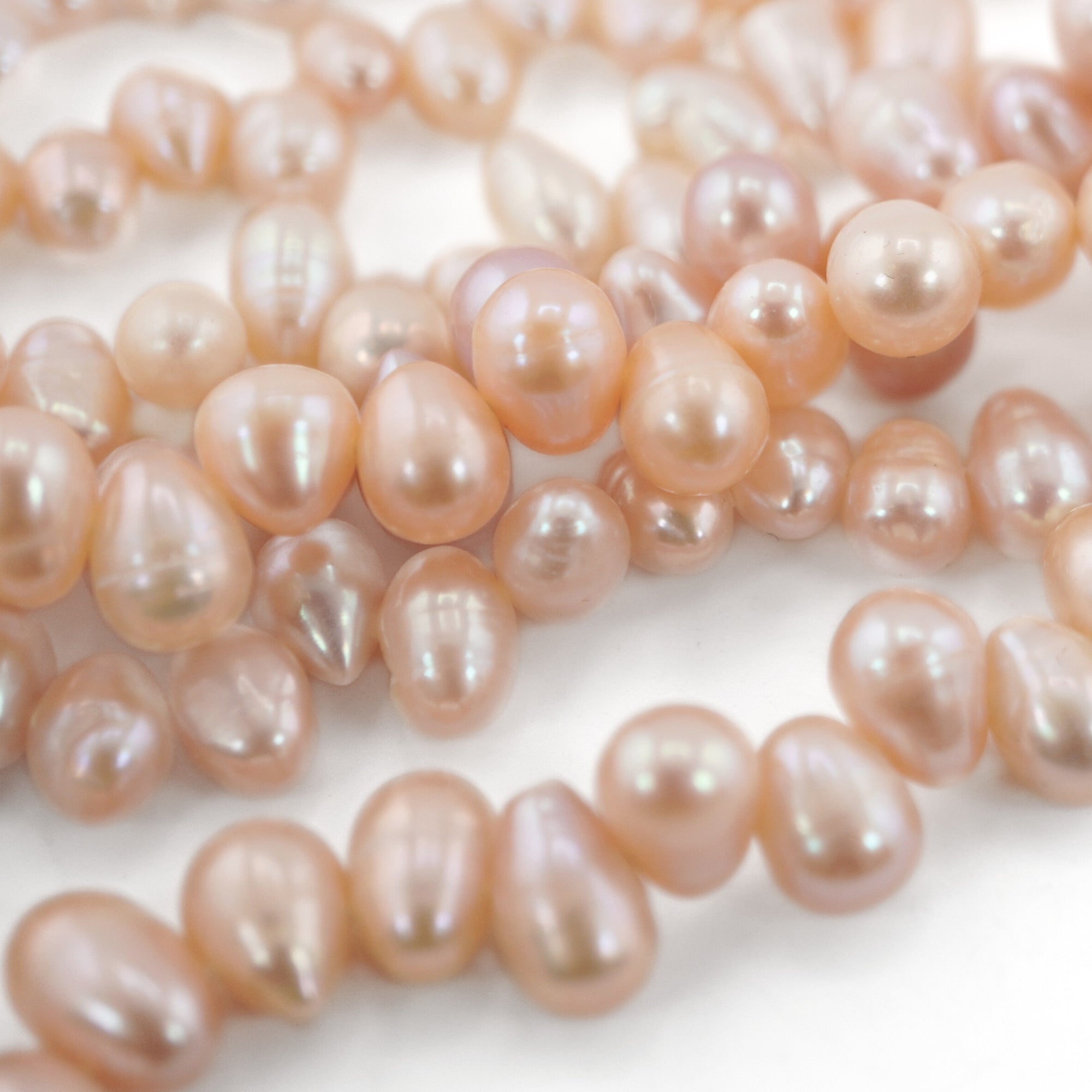 Peach Oval Freshwater Pearls Beads