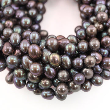 8 x 7 MM Peacock Oval Freshwater Pearls Beads