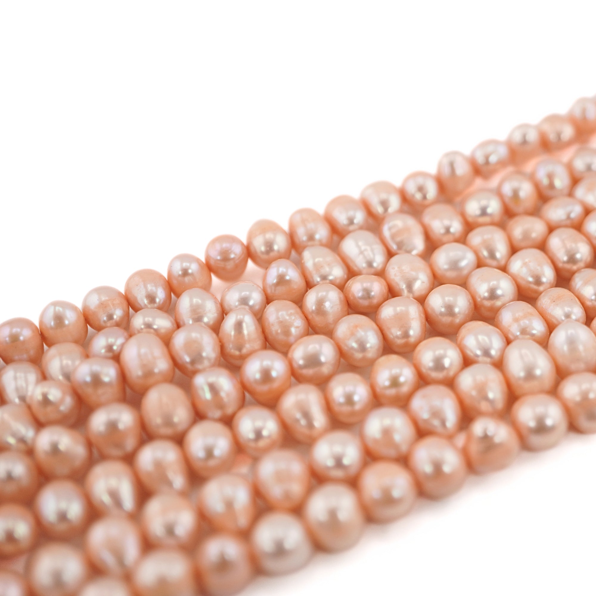 Peach Oval Freshwater Pearls Beads