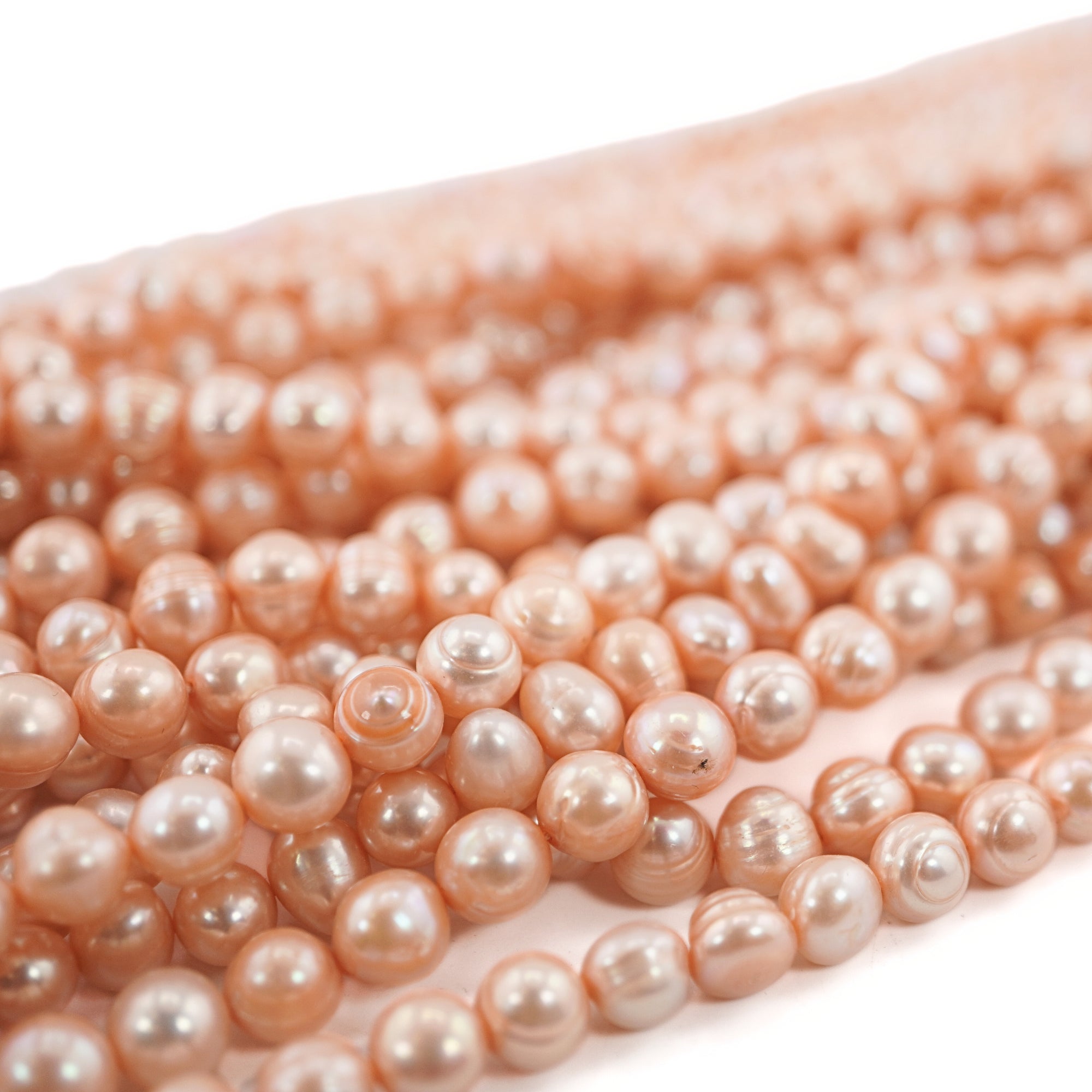 Peach Oval Freshwater Pearls Beads