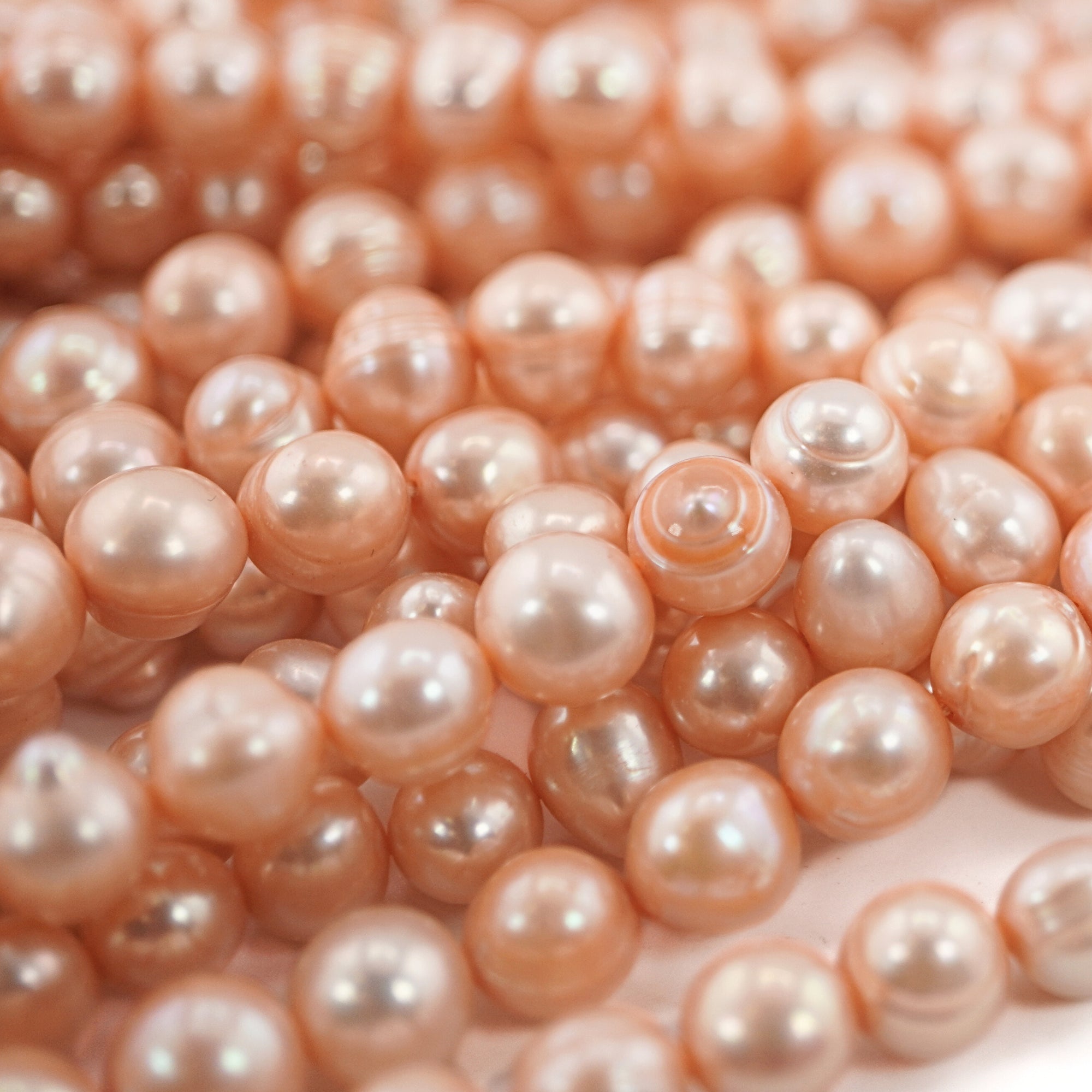 Peach Oval Freshwater Pearls Beads