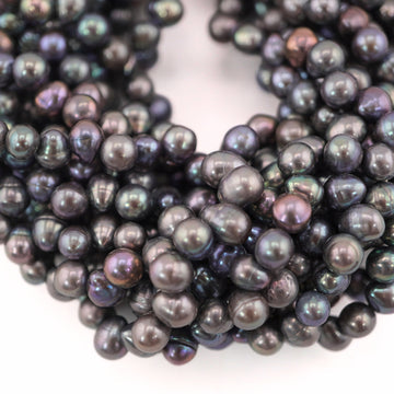 7 x 5 - 6 x 5 MM Peacock Oval Freshwater Pearls Beads