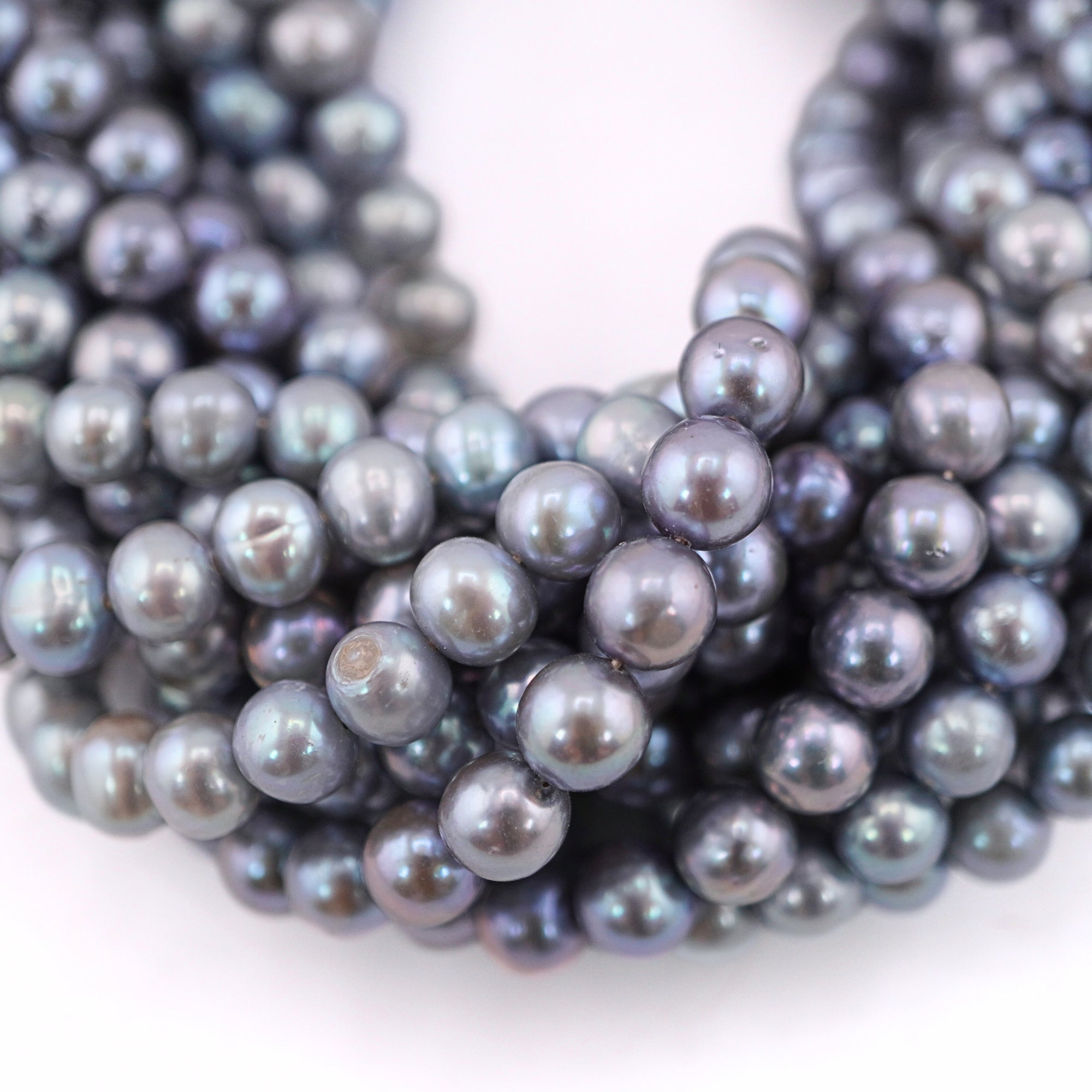 Ink Black Round Freshwater Pearls Beads