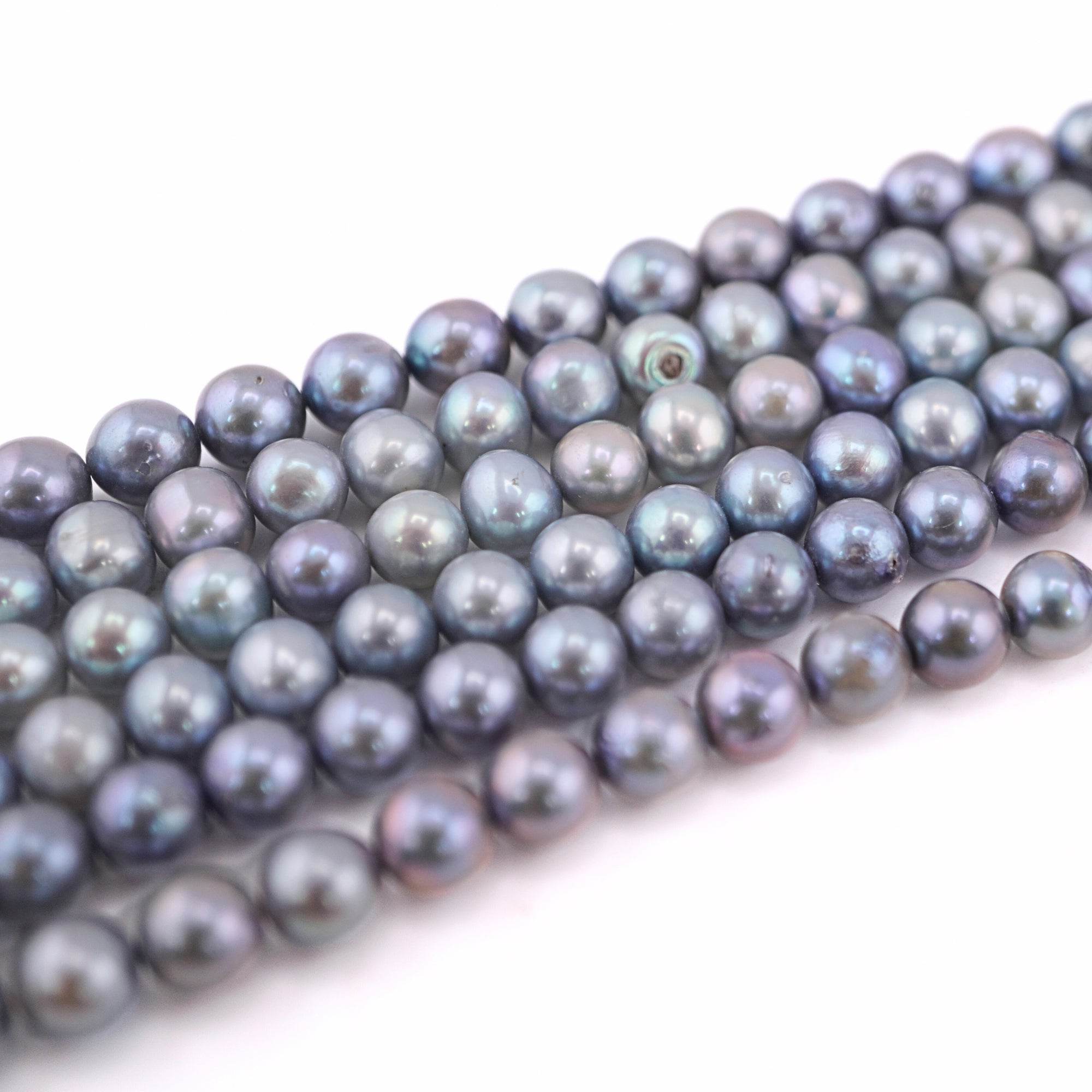 Ink Black Round Freshwater Pearls Beads