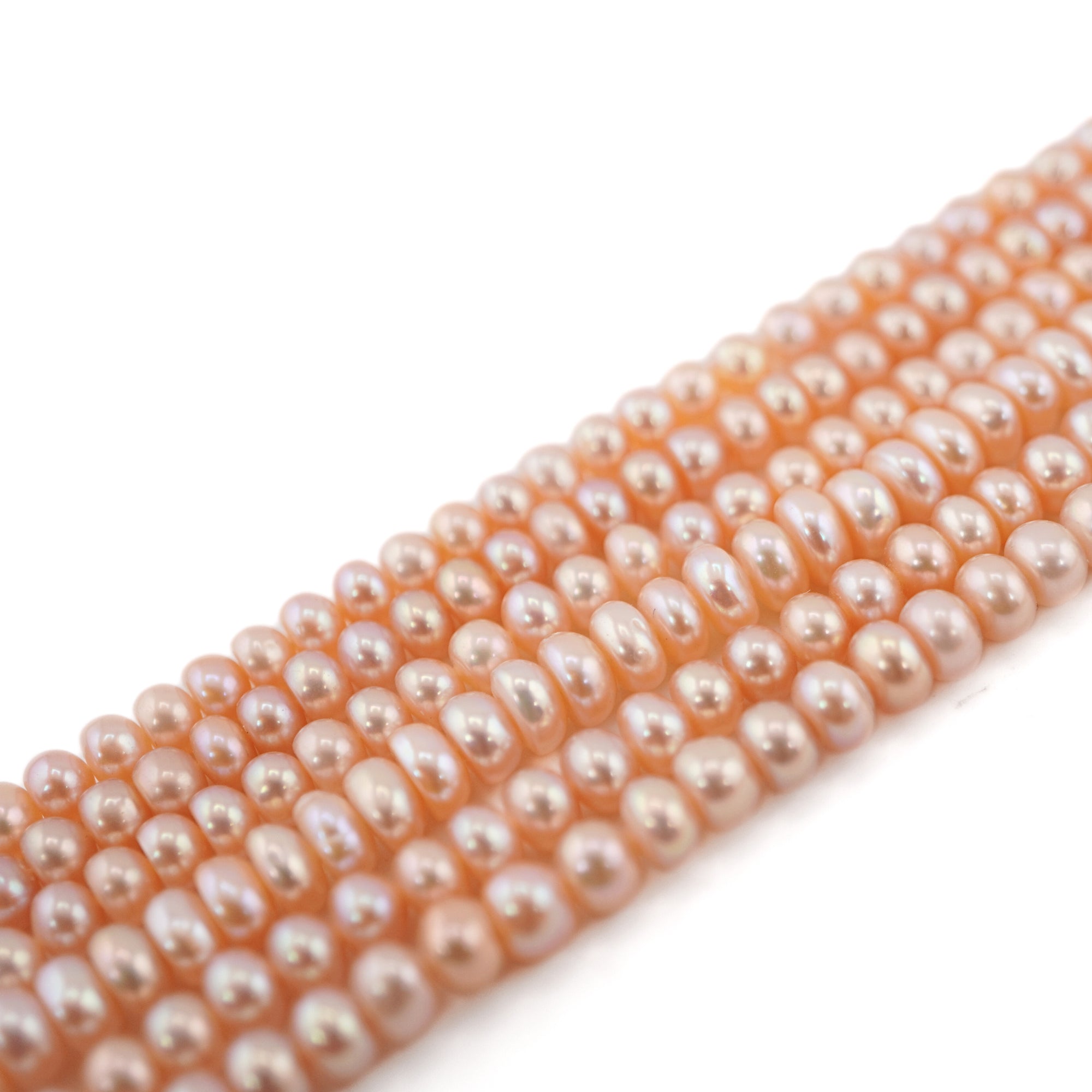 Peach Button Freshwater Pearls Beads