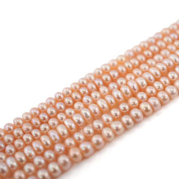 5 x 3 MM Peach Button Freshwater Pearls Beads