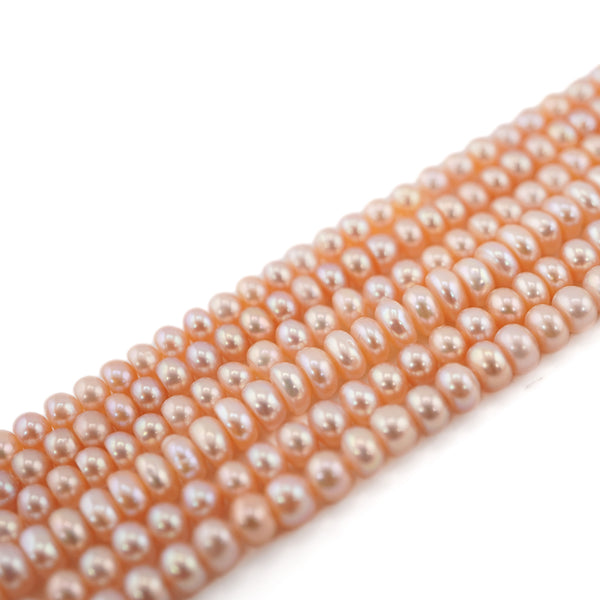 Peach Button Freshwater Pearls Beads