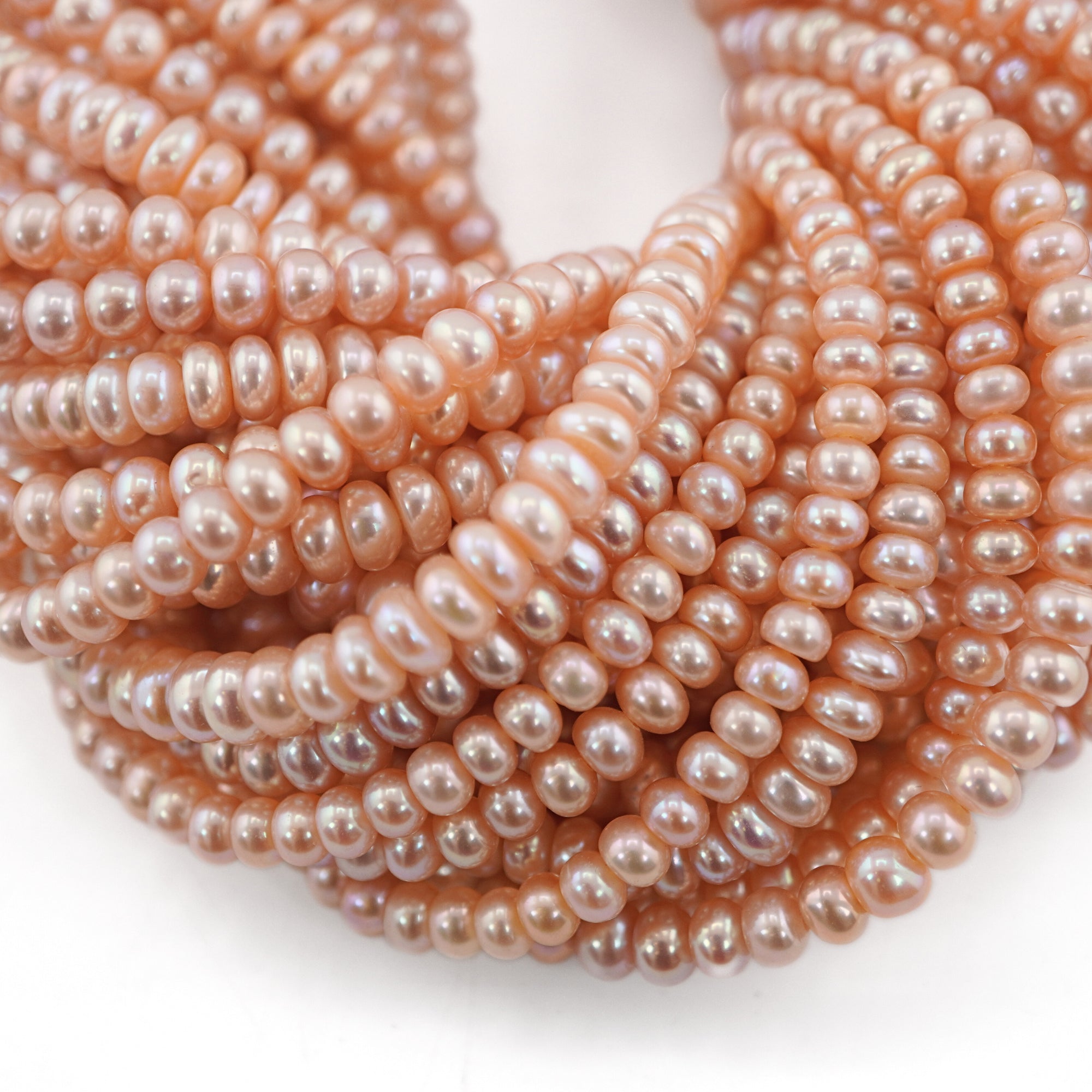 Peach Button Freshwater Pearls Beads