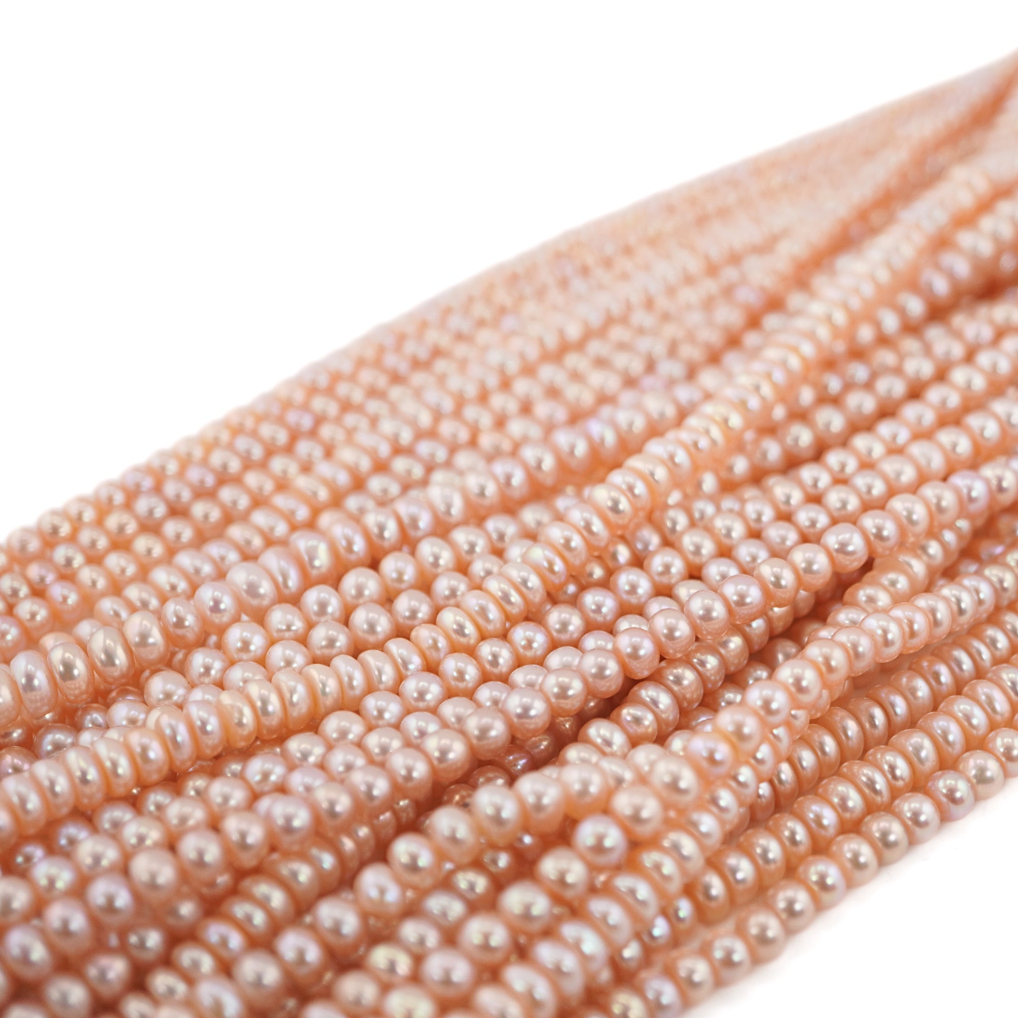 Peach Button Freshwater Pearls Beads