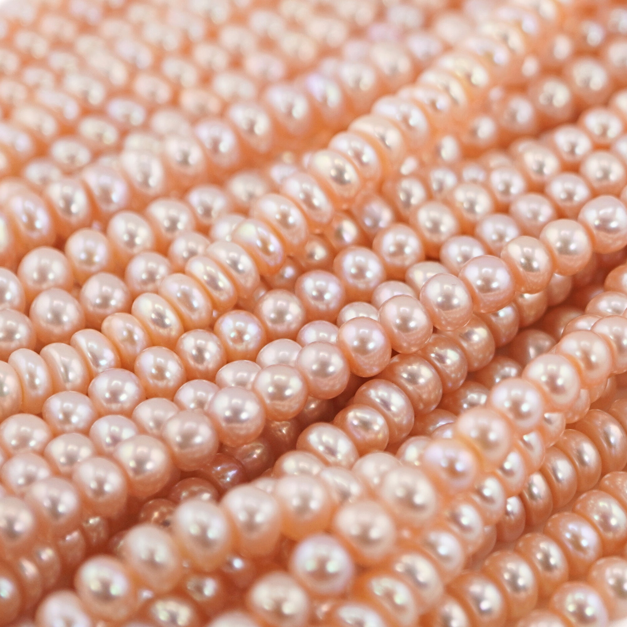 Peach Button Freshwater Pearls Beads