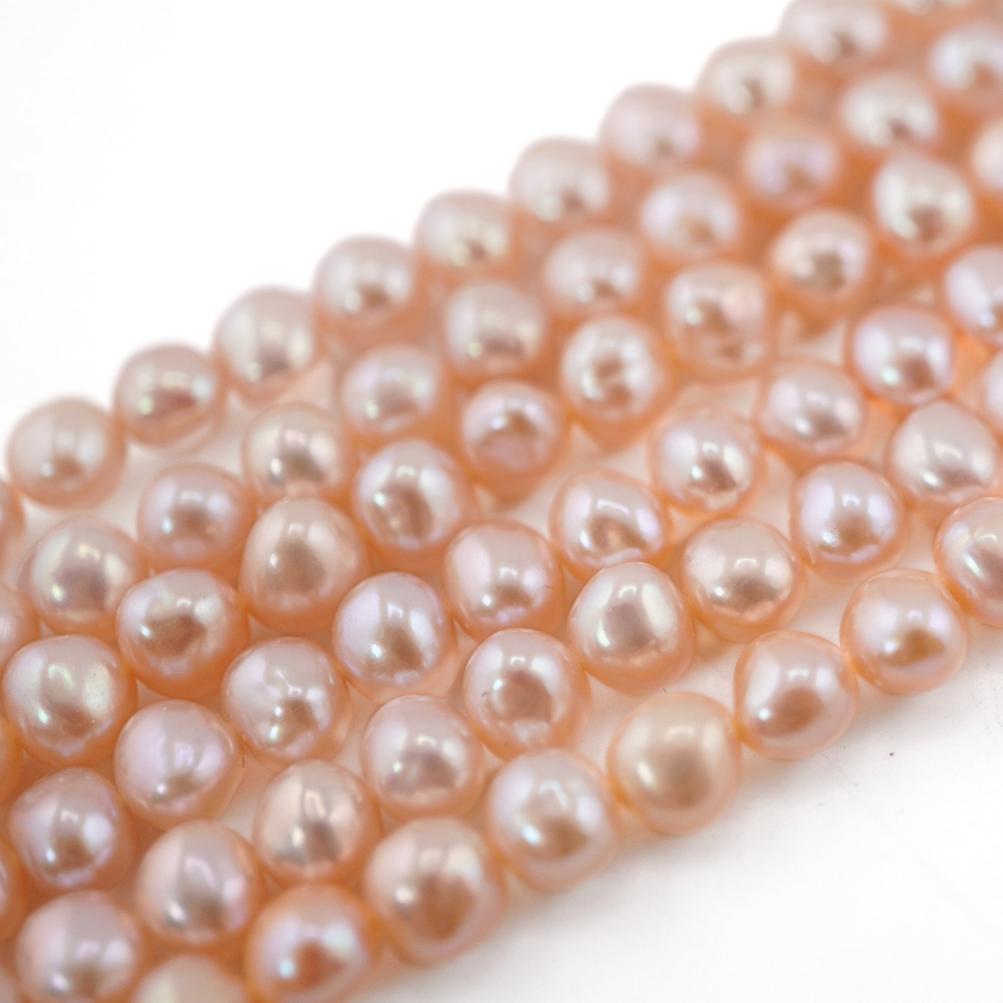 Peach Near Round Freshwater Pearls Beads