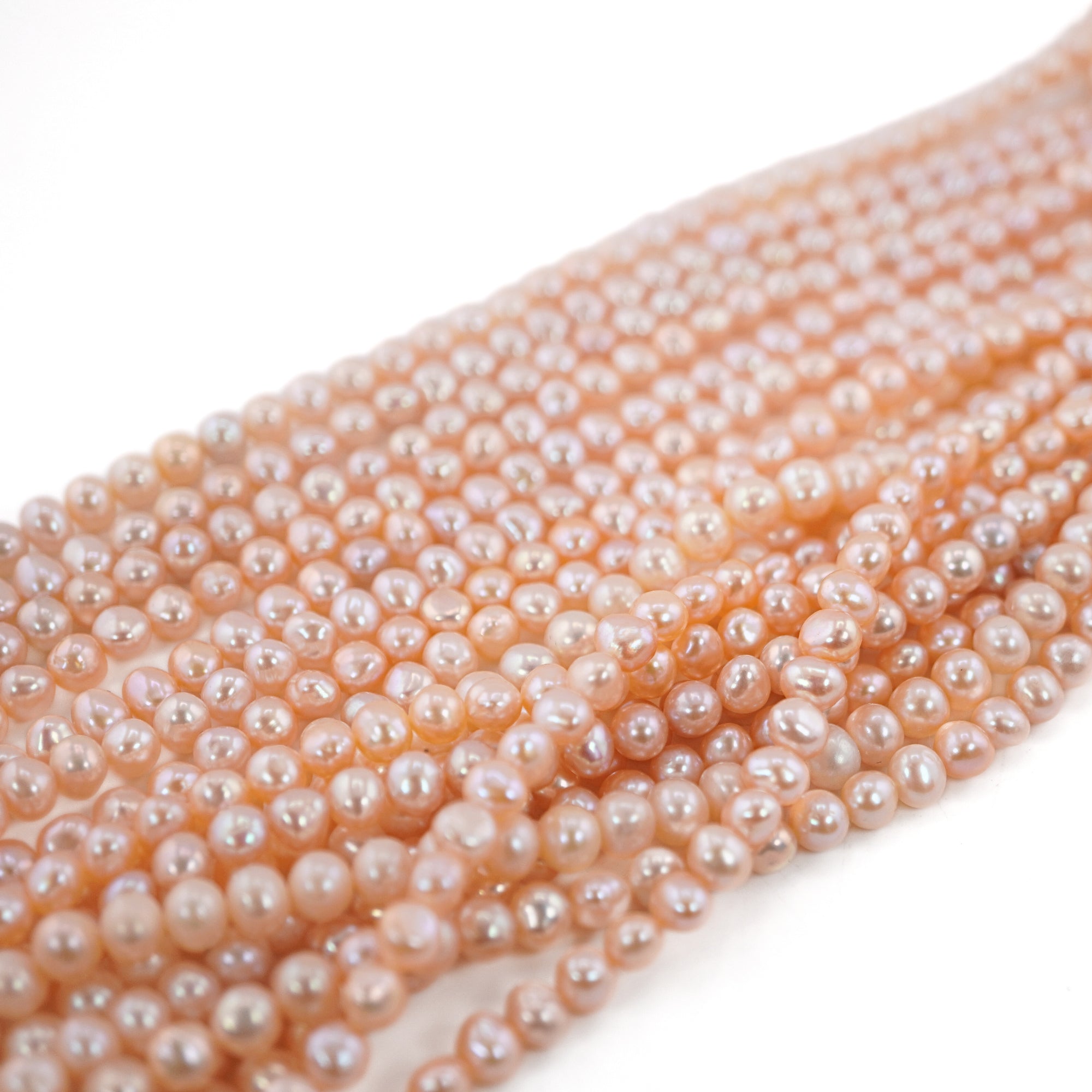 Peach Near Round Freshwater Pearls Beads