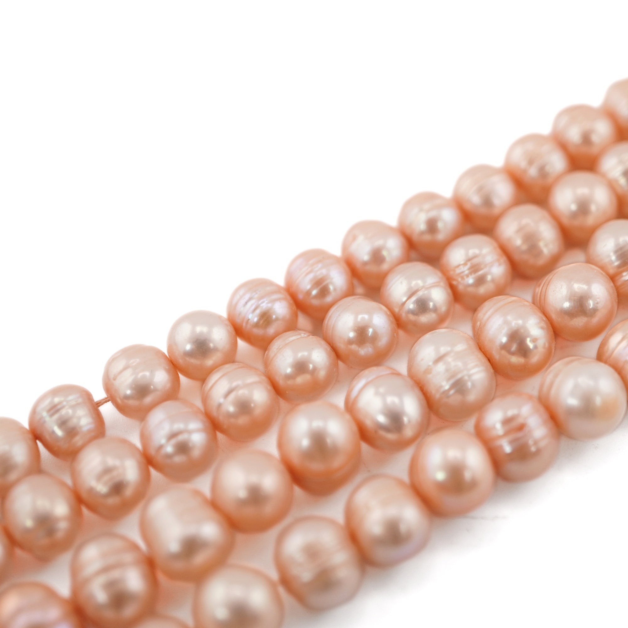 Peach Near Round Freshwater Pearls Beads