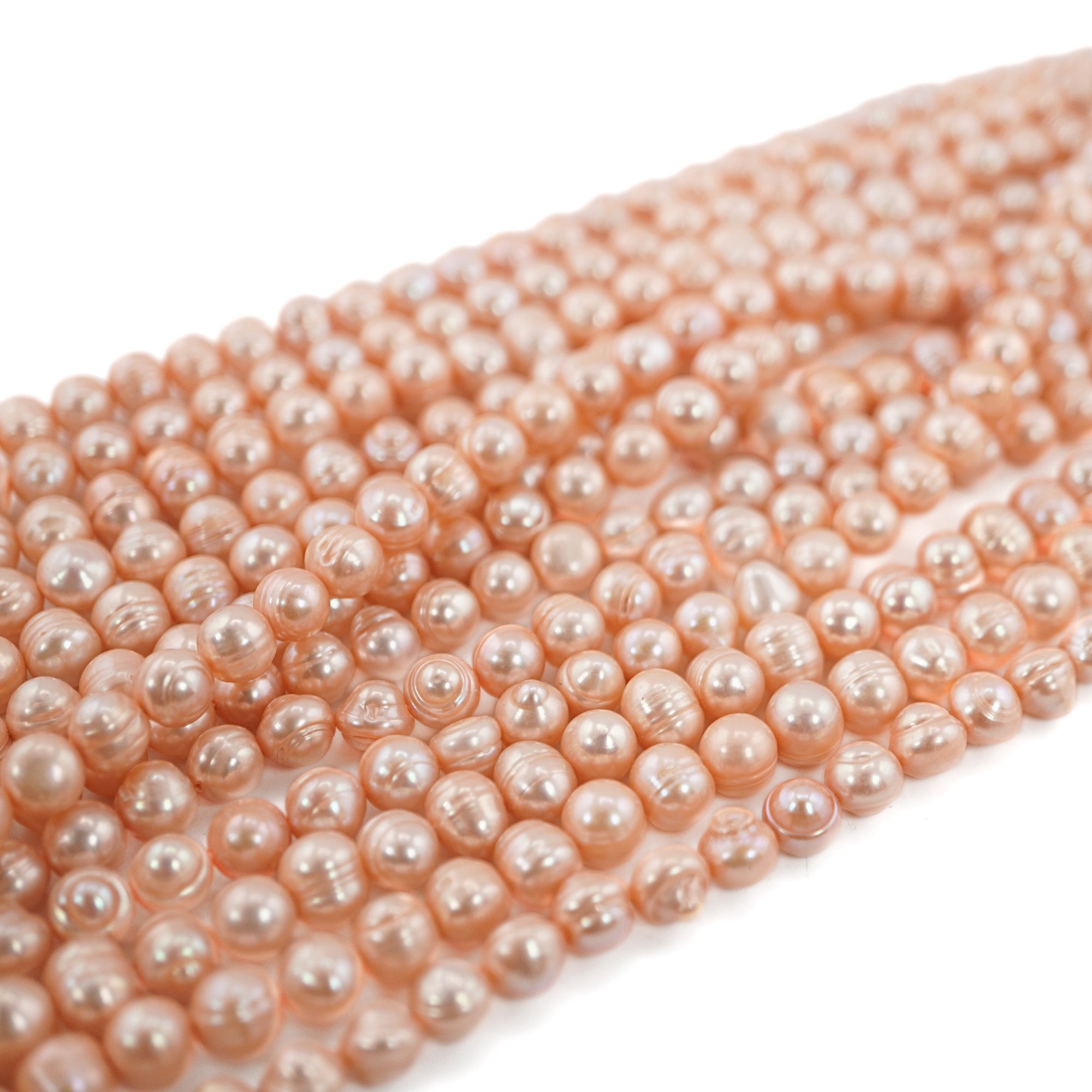 Peach Near Round Freshwater Pearls Beads