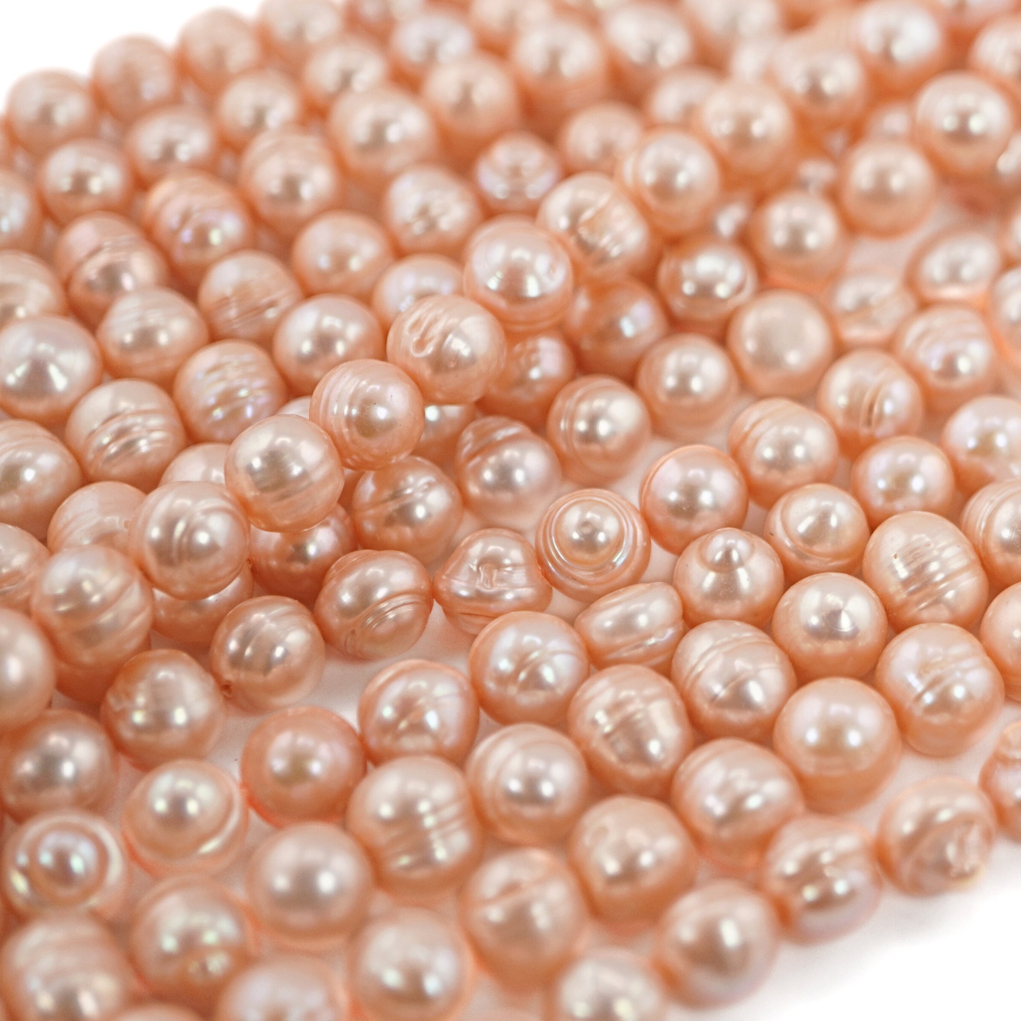 Peach Near Round Freshwater Pearls Beads