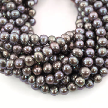 8 x 6 - 7 x 6 MM Peacock Potato Freshwater Pearls Beads