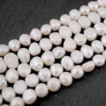 8 x 7 MM White Baroque Freshwater Pearls Beads