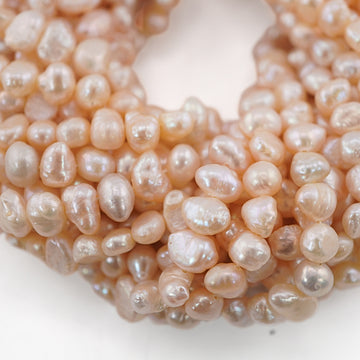 7 x 4 - 6 x 5 MM Peach Baroque Freshwater Pearls Beads