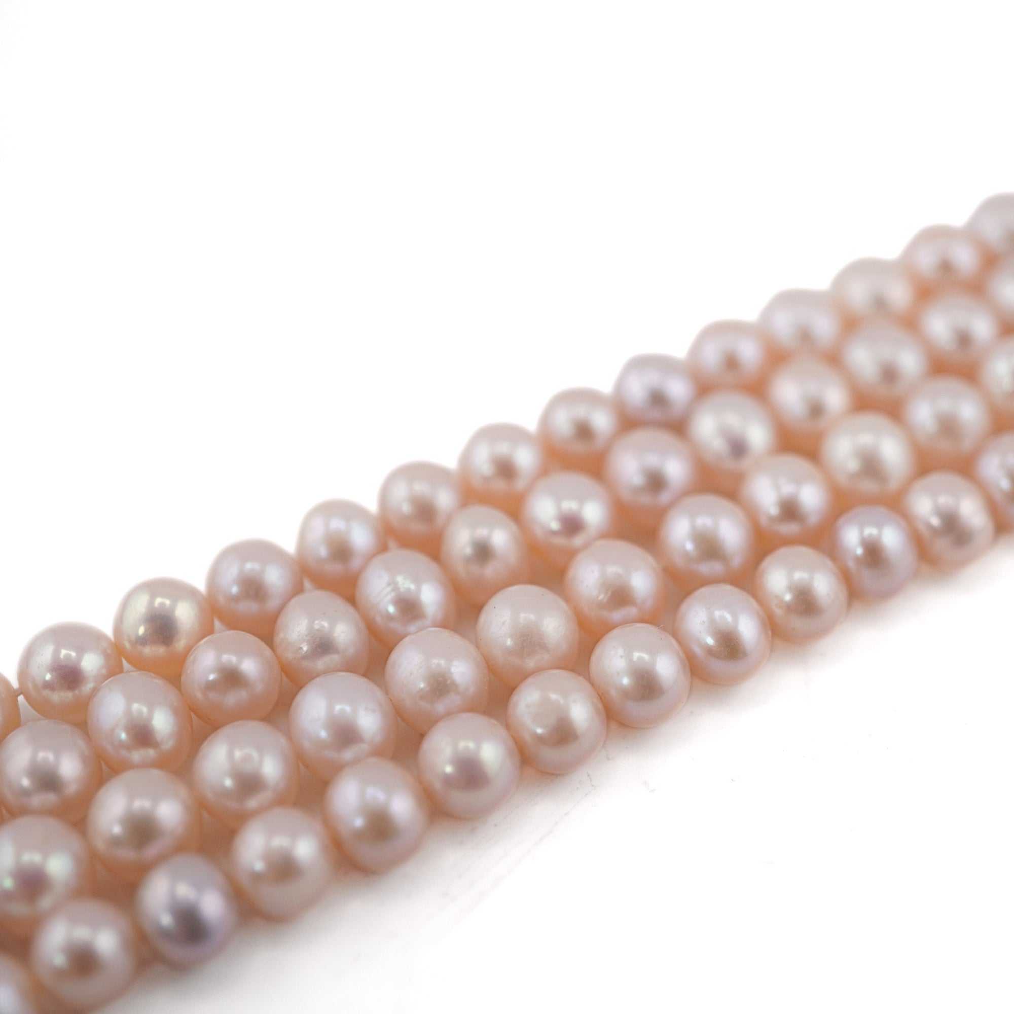 Peach Near Round Freshwater Pearls Beads