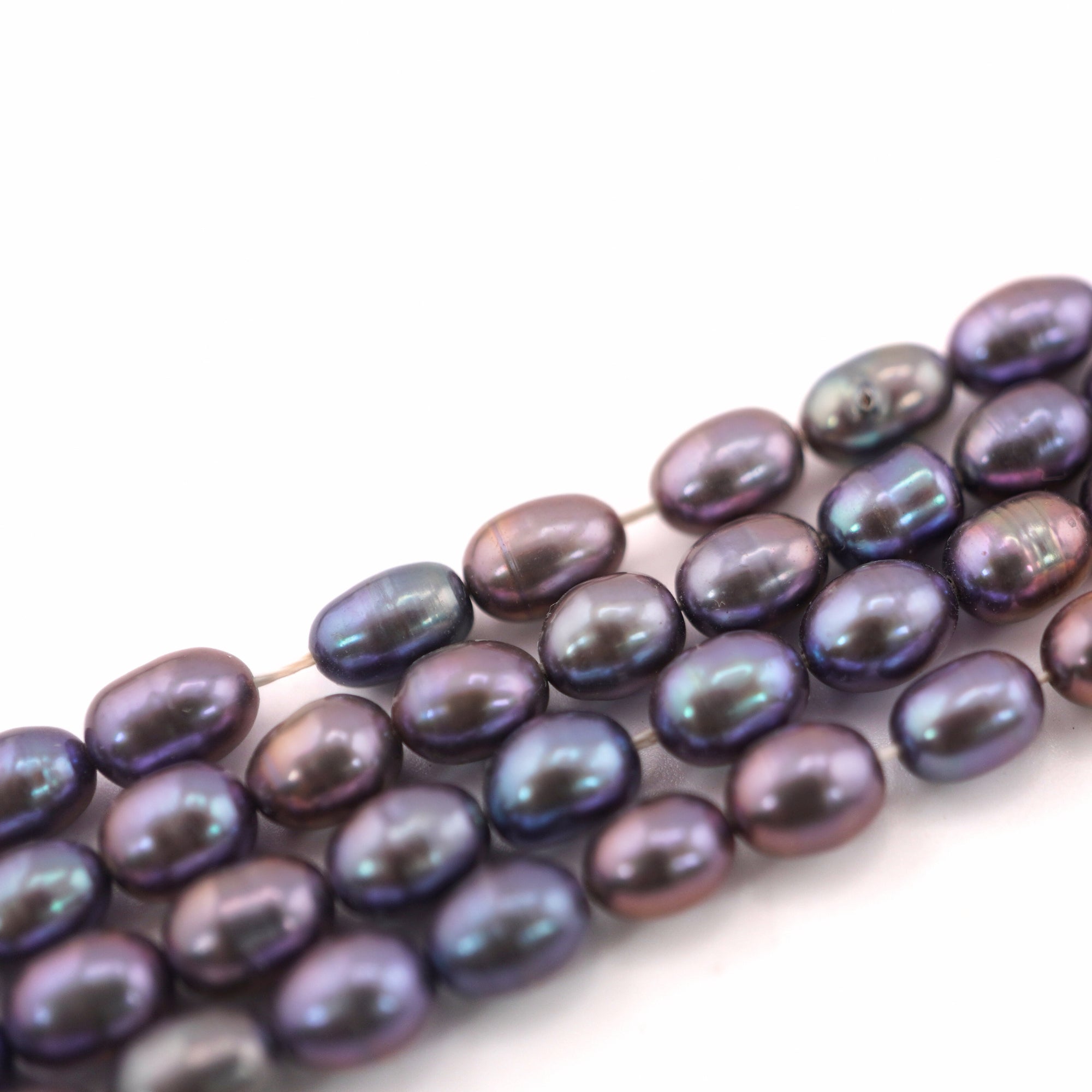 6 x 5 MM Peacock Rice / Oval Freshwater Pearls Beads