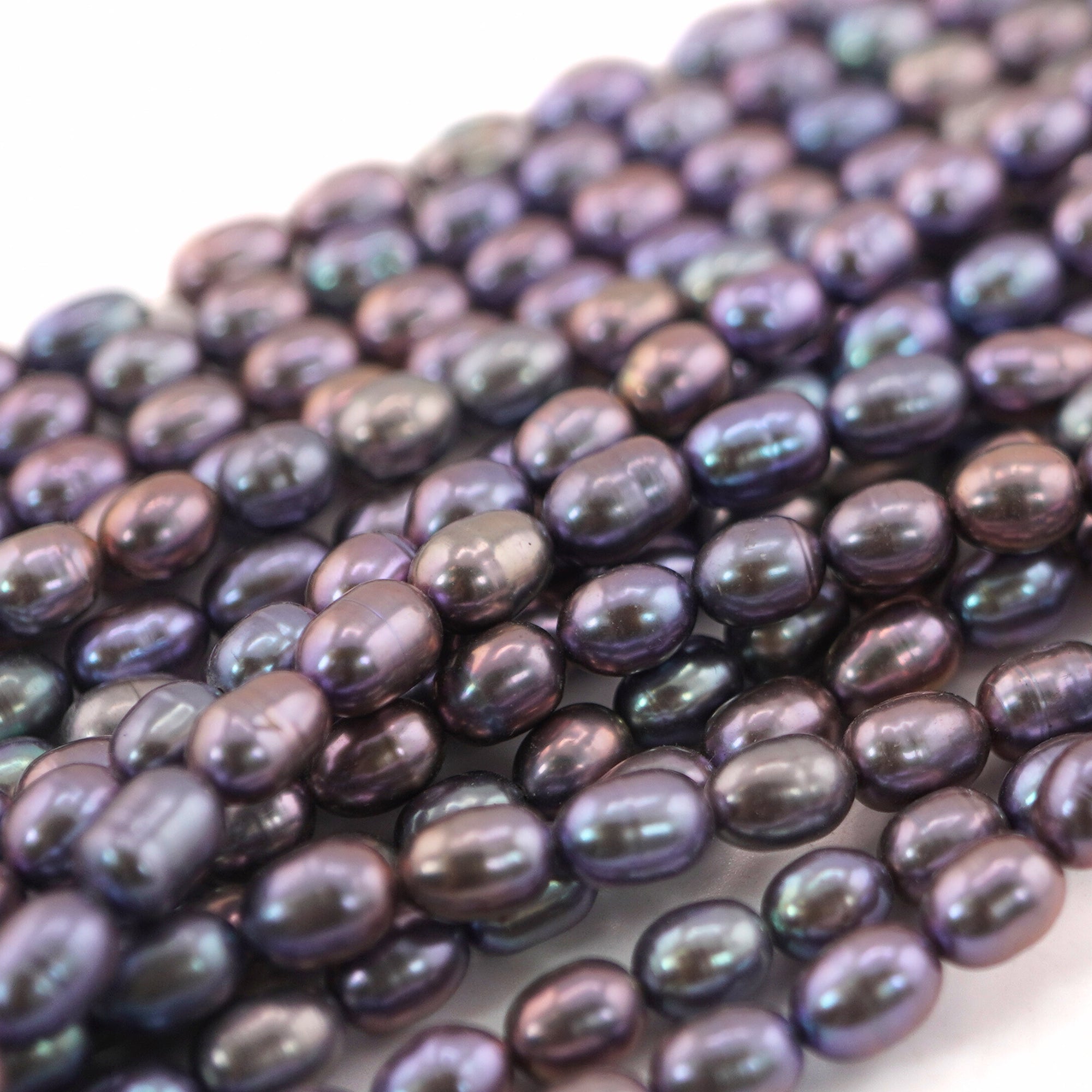 6 x 5 MM Peacock Rice / Oval Freshwater Pearls Beads