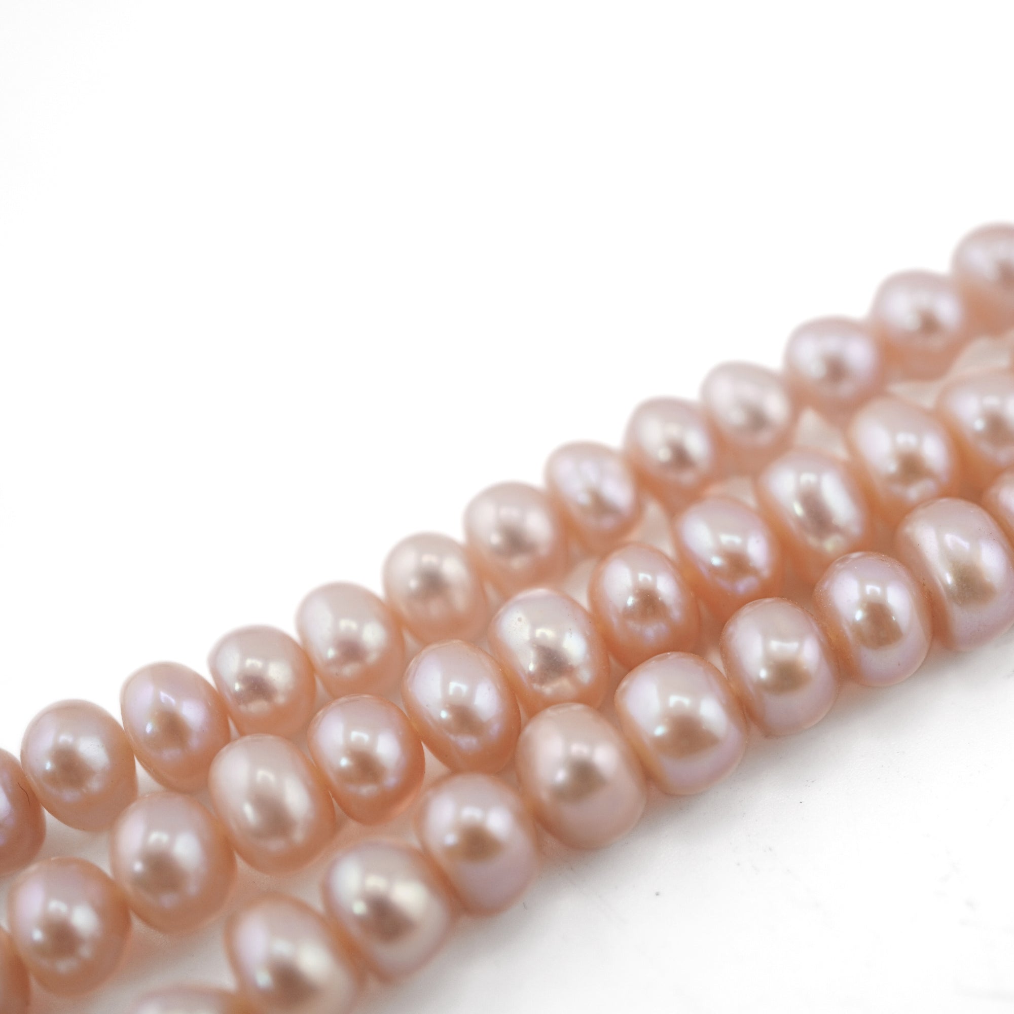 7 x 6 - 6 MM Peach Button Freshwater Pearls Beads