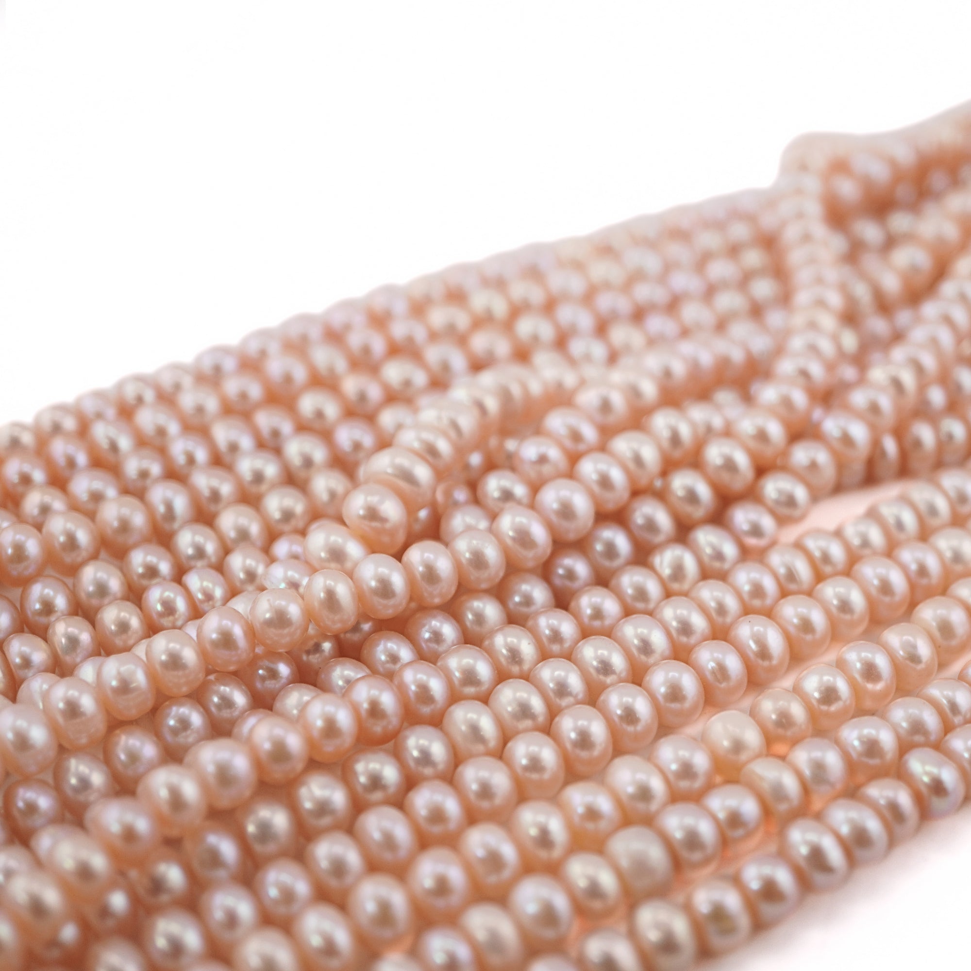 Peach Button Freshwater Pearls Beads