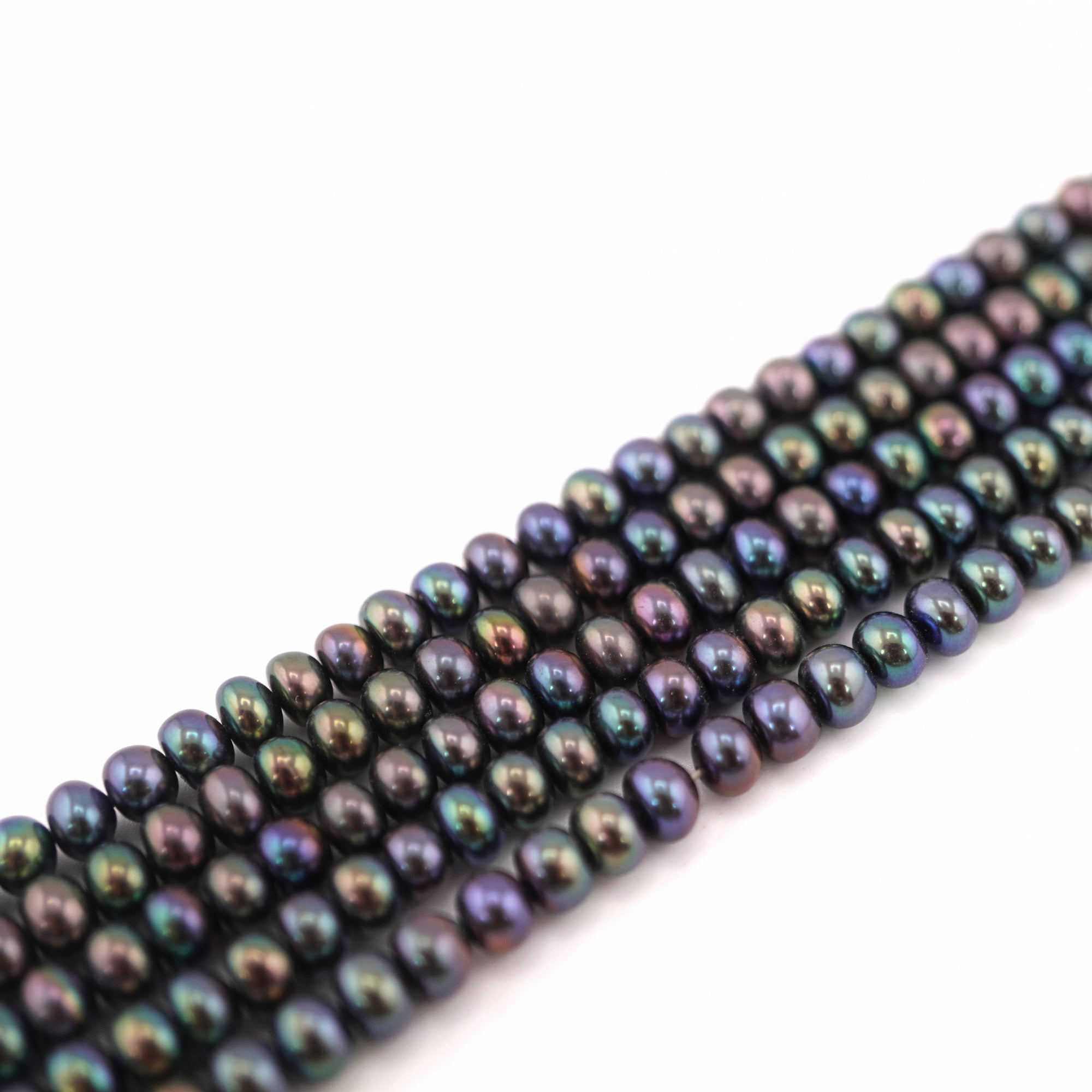 5x3 - 4x3 MM Peacock Button Freshwater Pearls Beads