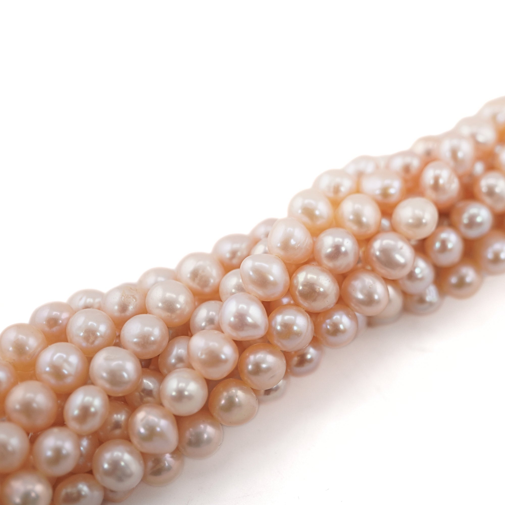 Peach Near Round Freshwater Pearls Beads