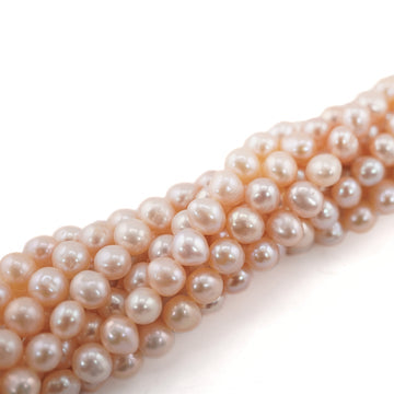 6 x 5 - 6 MM Peach Near Round Freshwater Pearls Beads