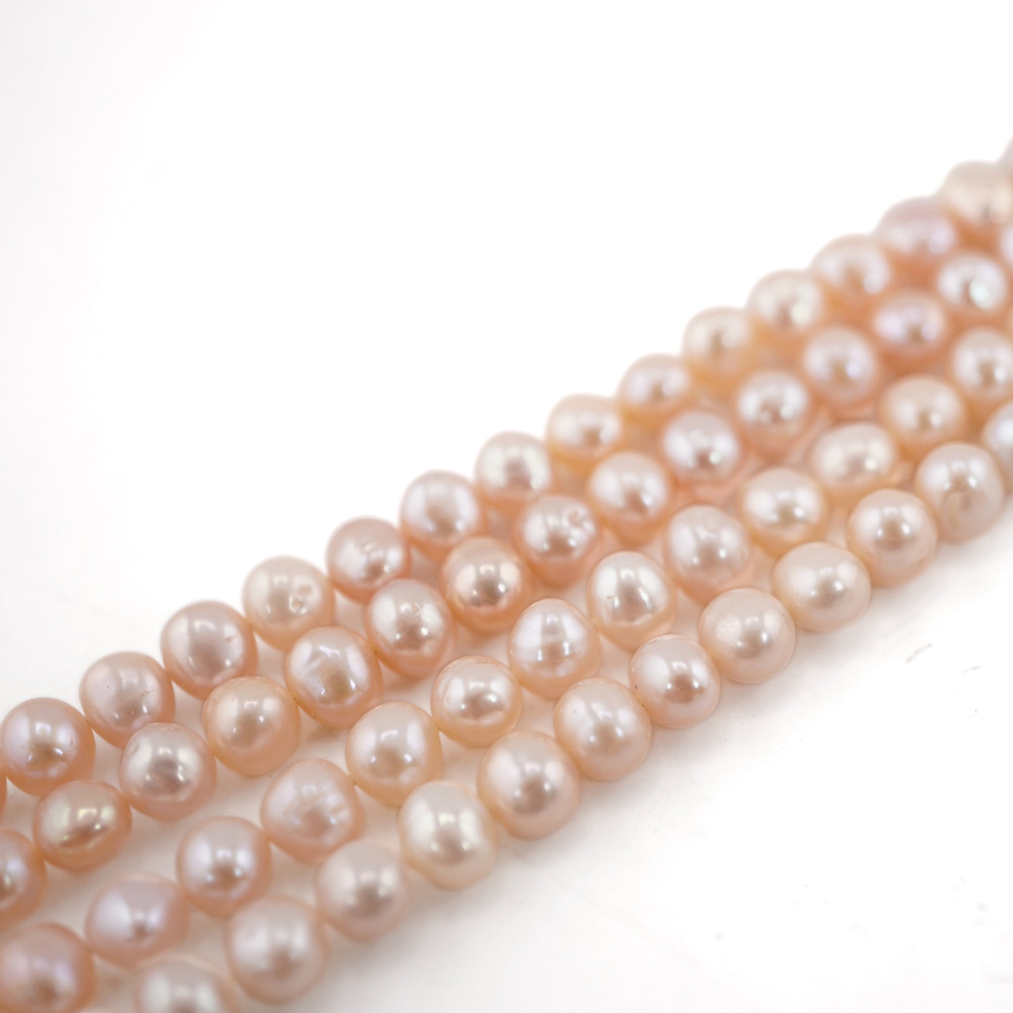 Peach Near Round Freshwater Pearls Beads