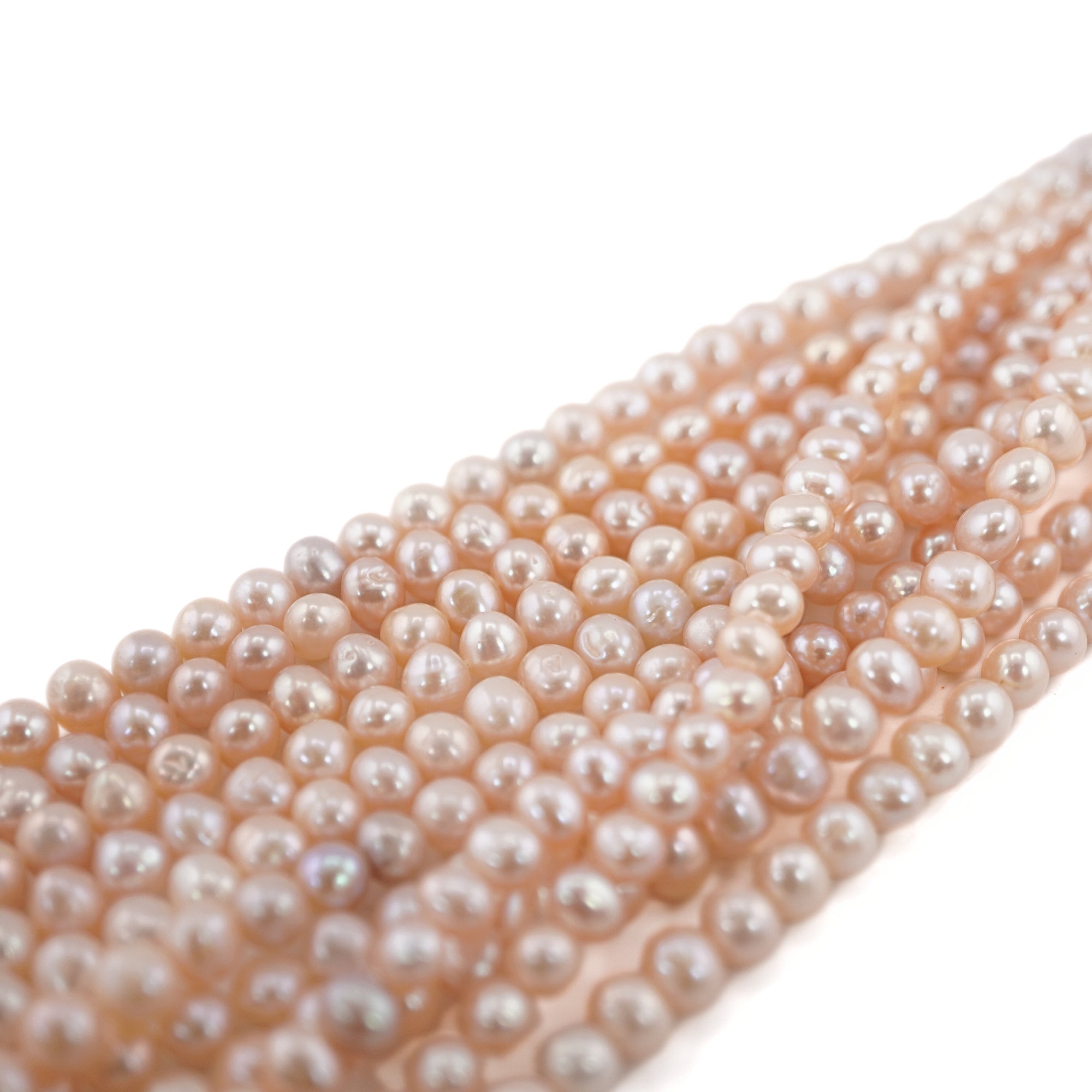 Peach Near Round Freshwater Pearls Beads