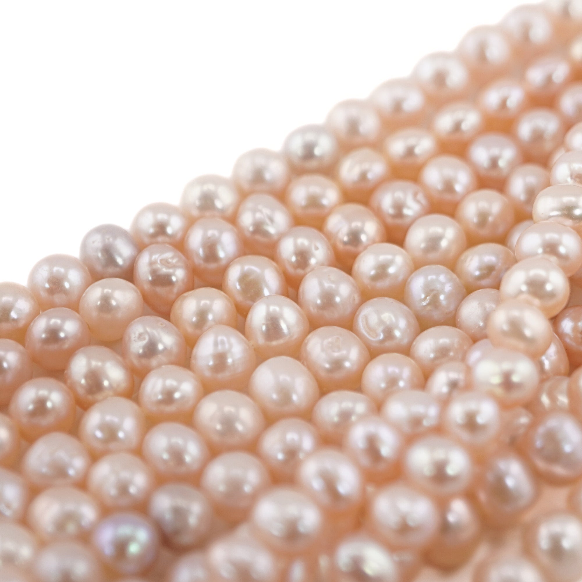 Peach Near Round Freshwater Pearls Beads