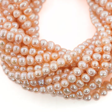 6 x 5 - 4 MM Peach Potato Freshwater Pearls Beads