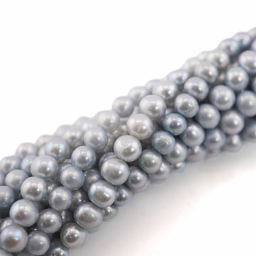 5 MM Sky Blue Near Round Freshwater Pearls Beads