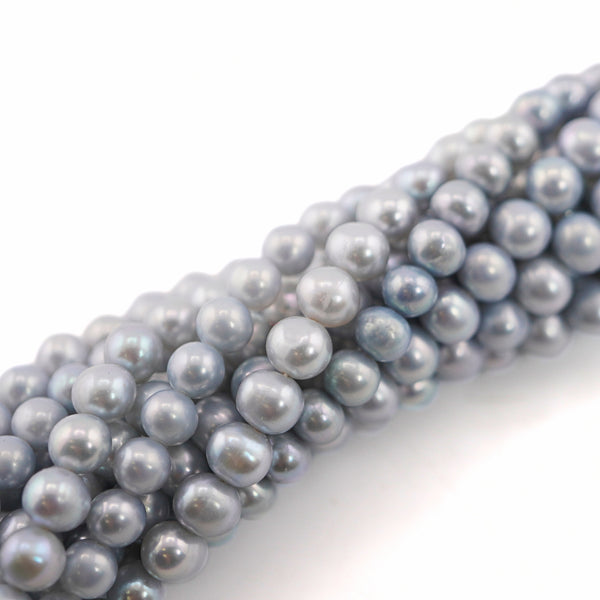 Sky Blue Near Round Freshwater Pearls Beads